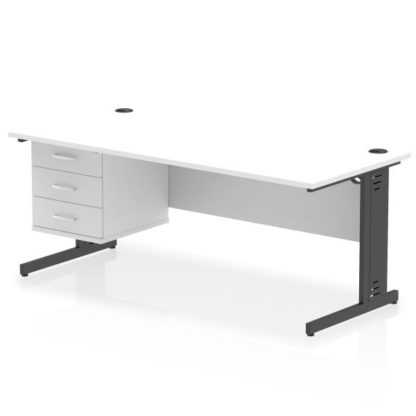 Pulse 1800mm Cable Managed Straight Desk With Single Fixed Pedestal - Image 60