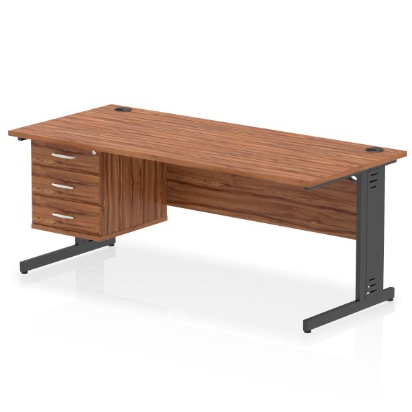 Pulse 1800mm Cable Managed Straight Desk With Single Fixed Pedestal - Image 61