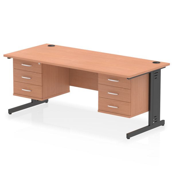 Pulse 1800mm Cable Managed Straight Desk With Two Fixed Pedestal - Image 65