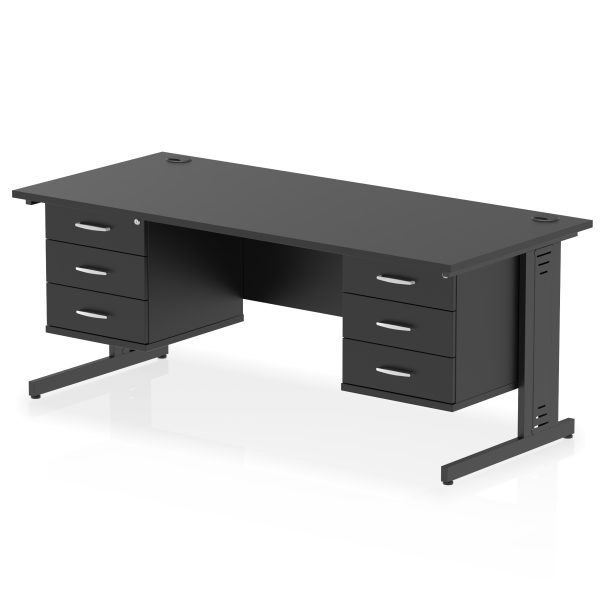 Pulse 1800mm Cable Managed Straight Desk With Two Fixed Pedestal - Image 66