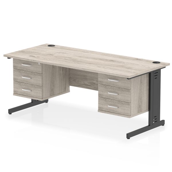 Pulse 1800mm Cable Managed Straight Desk With Two Fixed Pedestal - Image 67