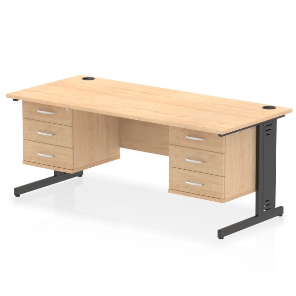 Pulse 1800mm Cable Managed Straight Desk With Two Fixed Pedestal - Image 69