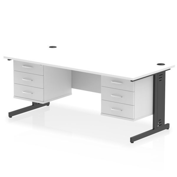 Pulse 1800mm Cable Managed Straight Desk With Two Fixed Pedestal - Image 71