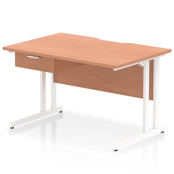 Pulse Scalloped Edge Cantilever Straight Desk With Single One Drawer Fixed Pedestal - Image 40