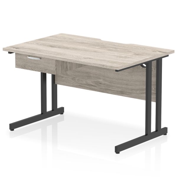 Pulse Scalloped Edge Cantilever Straight Desk With Single One Drawer Fixed Pedestal - Image 2
