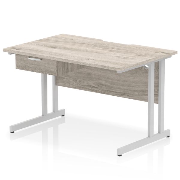 Pulse Scalloped Edge Cantilever Straight Desk With Single One Drawer Fixed Pedestal - Image 20