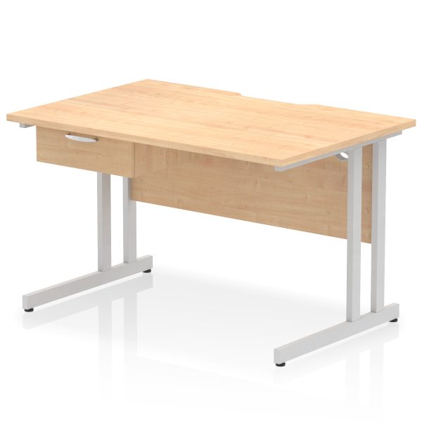 Pulse Scalloped Edge Cantilever Straight Desk With Single One Drawer Fixed Pedestal - Image 21