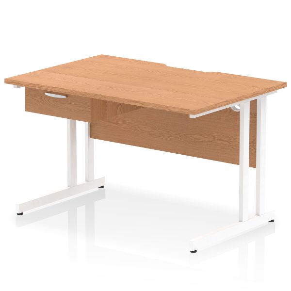 Pulse Scalloped Edge Cantilever Straight Desk With Single One Drawer Fixed Pedestal - Image 43