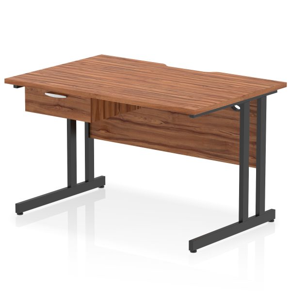 Pulse Scalloped Edge Cantilever Straight Desk With Single One Drawer Fixed Pedestal - Image 5
