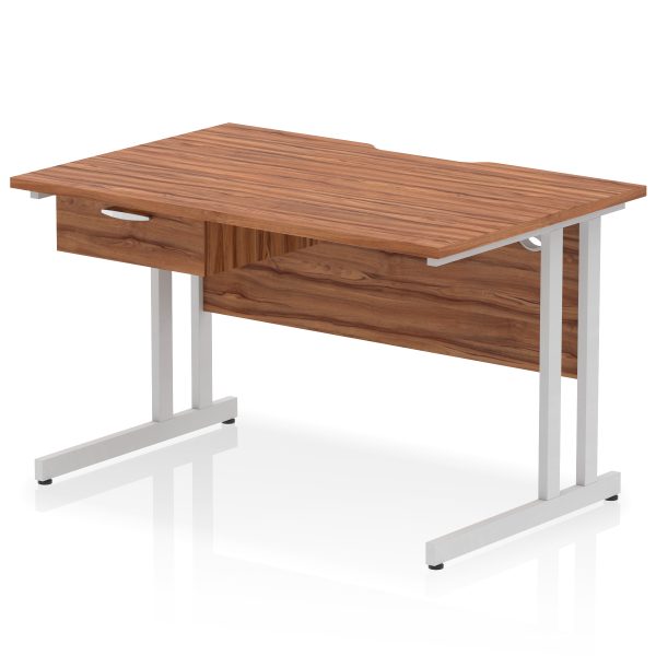 Pulse Scalloped Edge Cantilever Straight Desk With Single One Drawer Fixed Pedestal - Image 23