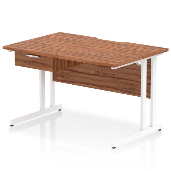 Pulse Scalloped Edge Cantilever Straight Desk With Single One Drawer Fixed Pedestal - Image 44