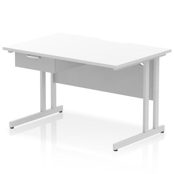 Pulse Scalloped Edge Cantilever Straight Desk With Single One Drawer Fixed Pedestal - Image 24