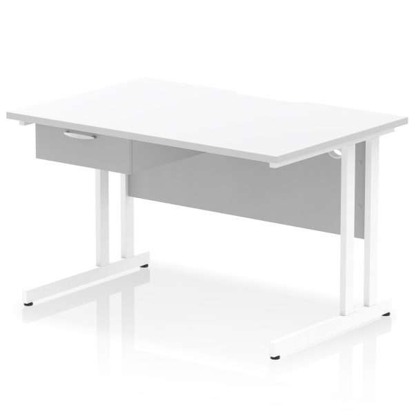 Pulse Scalloped Edge Cantilever Straight Desk With Single One Drawer Fixed Pedestal - Image 45