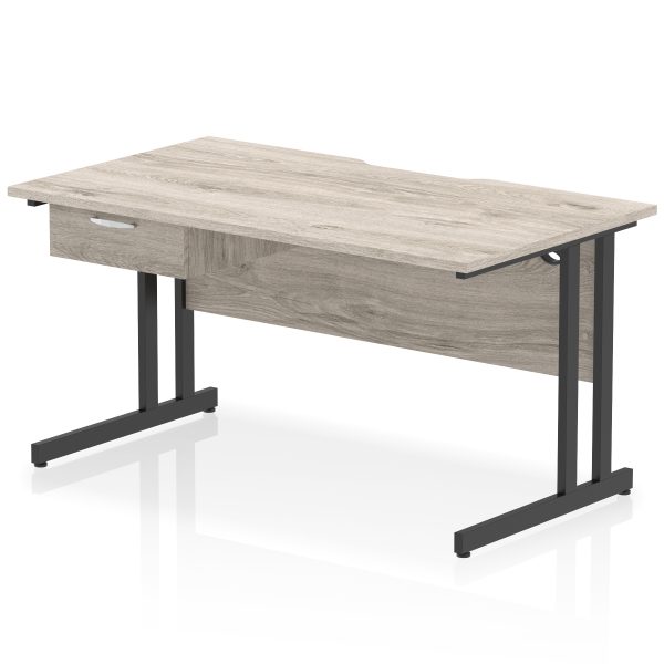 Pulse Scalloped Edge Cantilever Straight Desk With Single One Drawer Fixed Pedestal - Image 8