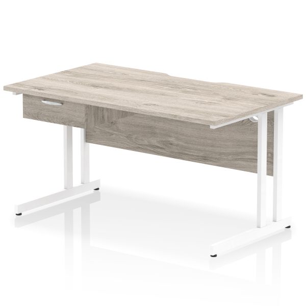 Pulse Scalloped Edge Cantilever Straight Desk With Single One Drawer Fixed Pedestal - Image 47
