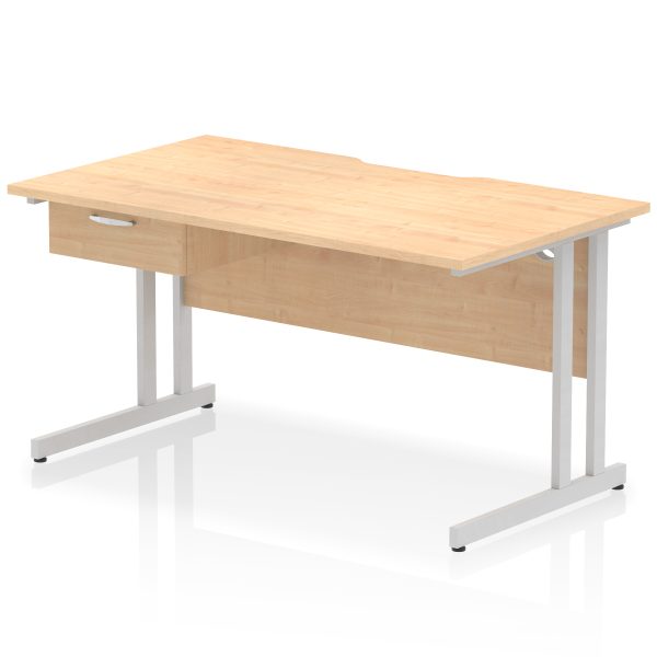 Pulse Scalloped Edge Cantilever Straight Desk With Single One Drawer Fixed Pedestal - Image 27