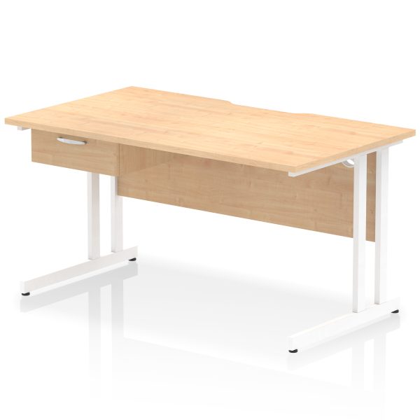 Pulse Scalloped Edge Cantilever Straight Desk With Single One Drawer Fixed Pedestal - Image 48