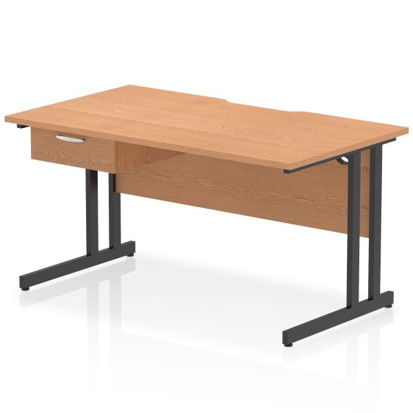 Pulse Scalloped Edge Cantilever Straight Desk With Single One Drawer Fixed Pedestal - Image 10