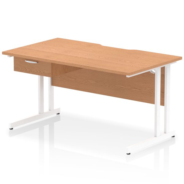 Pulse Scalloped Edge Cantilever Straight Desk With Single One Drawer Fixed Pedestal - Image 49