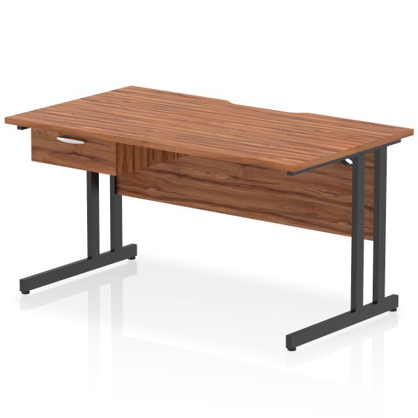 Pulse Scalloped Edge Cantilever Straight Desk With Single One Drawer Fixed Pedestal - Image 11