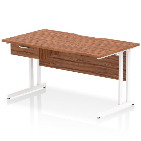 Pulse Scalloped Edge Cantilever Straight Desk With Single One Drawer Fixed Pedestal - Image 50