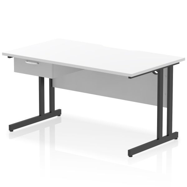 Pulse Scalloped Edge Cantilever Straight Desk With Single One Drawer Fixed Pedestal - Image 12