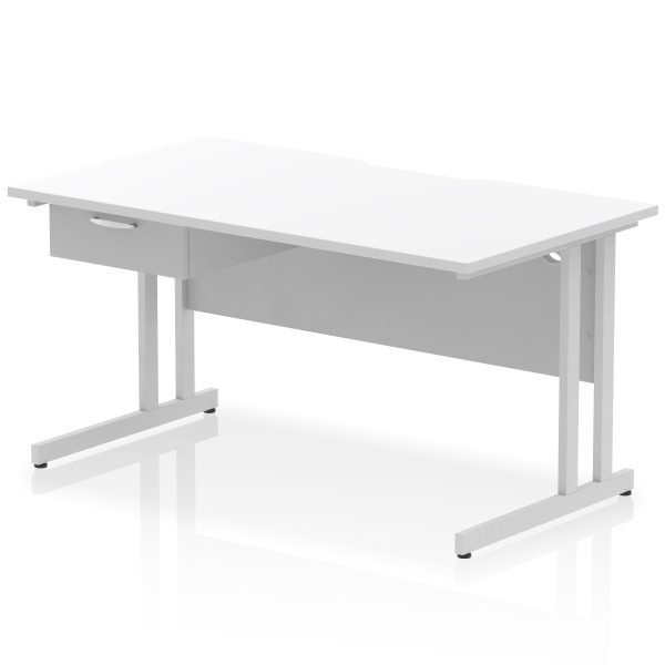 Pulse Scalloped Edge Cantilever Straight Desk With Single One Drawer Fixed Pedestal - Image 30