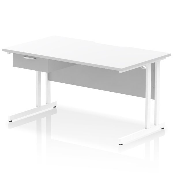 Pulse Scalloped Edge Cantilever Straight Desk With Single One Drawer Fixed Pedestal - Image 51