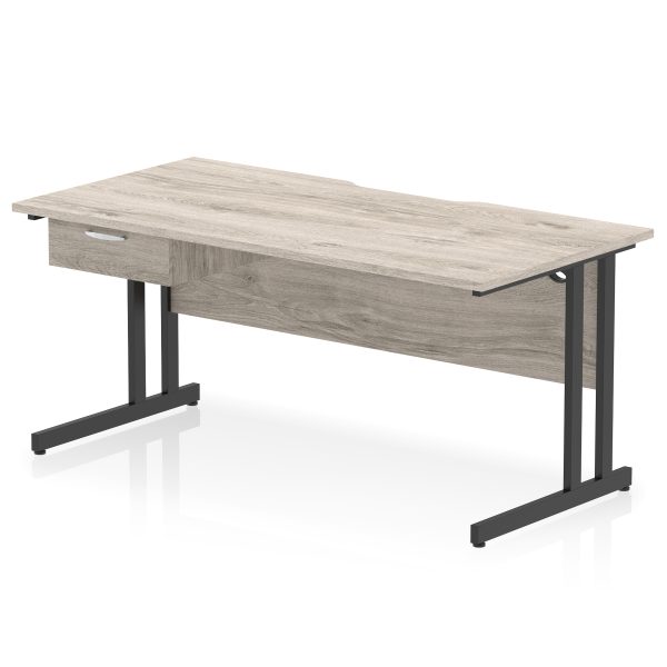 Pulse Scalloped Edge Cantilever Straight Desk With Single One Drawer Fixed Pedestal - Image 14