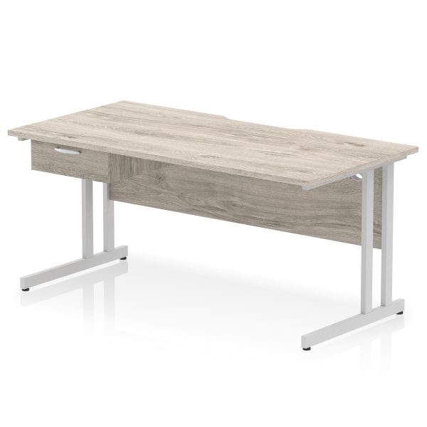 Pulse Scalloped Edge Cantilever Straight Desk With Single One Drawer Fixed Pedestal - Image 32