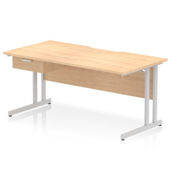 Pulse Scalloped Edge Cantilever Straight Desk With Single One Drawer Fixed Pedestal - Image 33