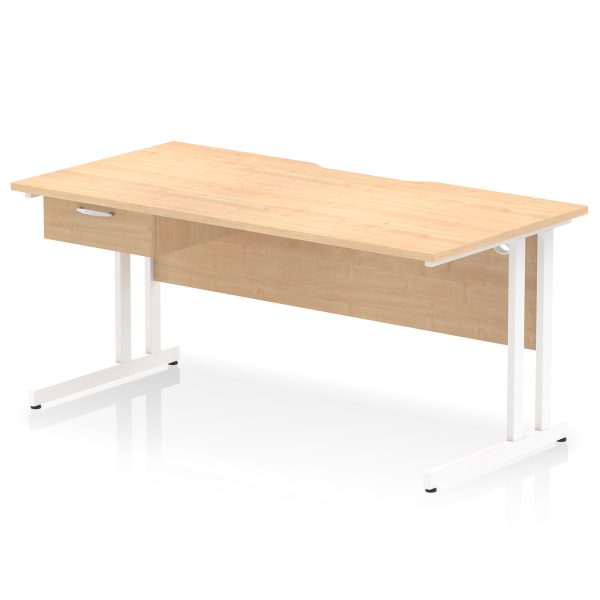 Pulse Scalloped Edge Cantilever Straight Desk With Single One Drawer Fixed Pedestal - Image 54
