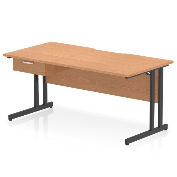 Pulse Scalloped Edge Cantilever Straight Desk With Single One Drawer Fixed Pedestal - Image 16