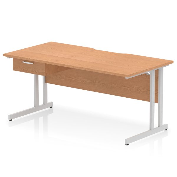 Pulse Scalloped Edge Cantilever Straight Desk With Single One Drawer Fixed Pedestal - Image 34