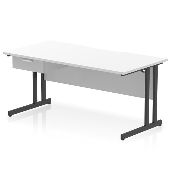 Pulse Scalloped Edge Cantilever Straight Desk With Single One Drawer Fixed Pedestal - Image 18
