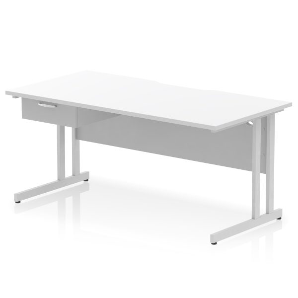 Pulse Scalloped Edge Cantilever Straight Desk With Single One Drawer Fixed Pedestal - Image 36
