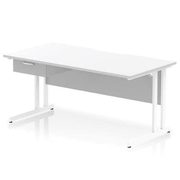 Pulse Scalloped Edge Cantilever Straight Desk With Single One Drawer Fixed Pedestal - Image 57