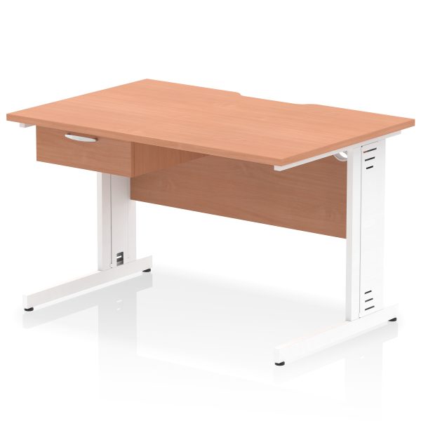 Pulse Scalloped Edge Cable Managed Straight Desk With Single One Drawer Fixed Pedestal - Image 40