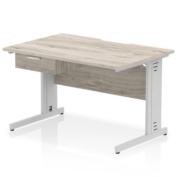Pulse Scalloped Edge Cable Managed Straight Desk With Single One Drawer Fixed Pedestal - Image 20