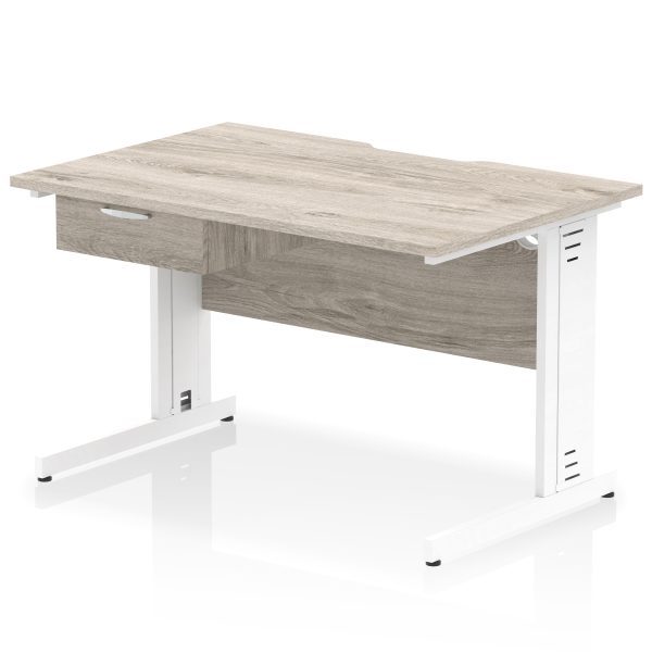 Pulse Scalloped Edge Cable Managed Straight Desk With Single One Drawer Fixed Pedestal - Image 41