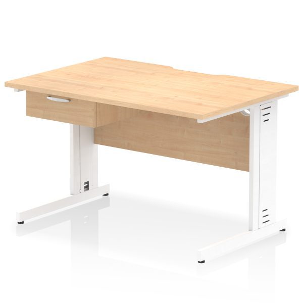 Pulse Scalloped Edge Cable Managed Straight Desk With Single One Drawer Fixed Pedestal - Image 42