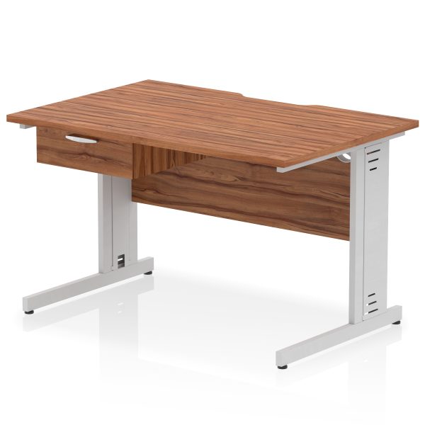 Pulse Scalloped Edge Cable Managed Straight Desk With Single One Drawer Fixed Pedestal - Image 23