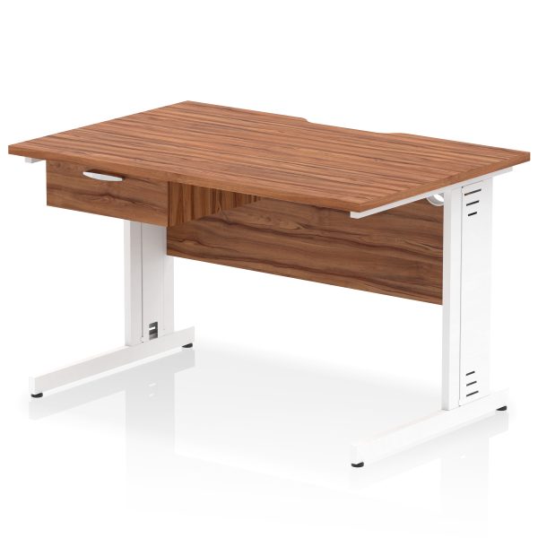 Pulse Scalloped Edge Cable Managed Straight Desk With Single One Drawer Fixed Pedestal - Image 44