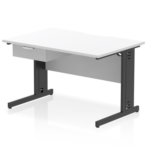 Pulse Scalloped Edge Cable Managed Straight Desk With Single One Drawer Fixed Pedestal - Image 6
