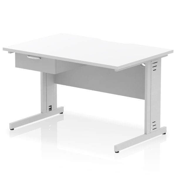 Pulse Scalloped Edge Cable Managed Straight Desk With Single One Drawer Fixed Pedestal - Image 24