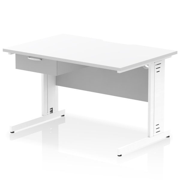 Pulse Scalloped Edge Cable Managed Straight Desk With Single One Drawer Fixed Pedestal - Image 45