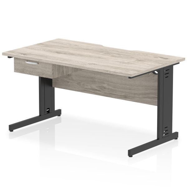 Pulse Scalloped Edge Cable Managed Straight Desk With Single One Drawer Fixed Pedestal - Image 8