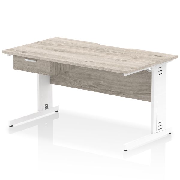 Pulse Scalloped Edge Cable Managed Straight Desk With Single One Drawer Fixed Pedestal - Image 47