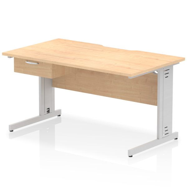 Pulse Scalloped Edge Cable Managed Straight Desk With Single One Drawer Fixed Pedestal - Image 27