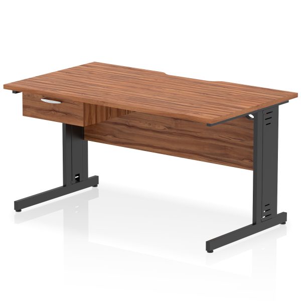 Pulse Scalloped Edge Cable Managed Straight Desk With Single One Drawer Fixed Pedestal - Image 11